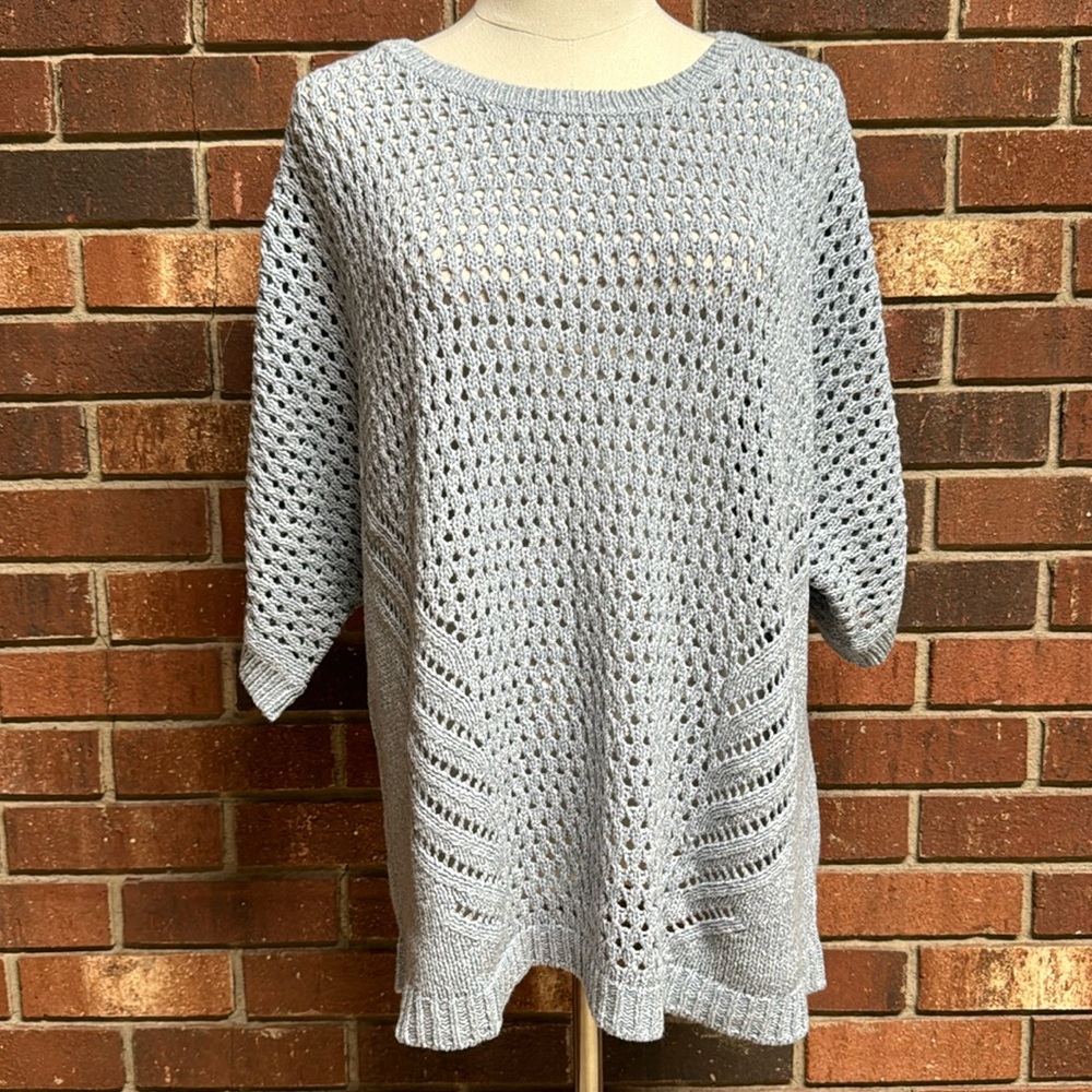 J. Jill‎ Batwing Short Sleeve Pale Blue Sweater Size XL